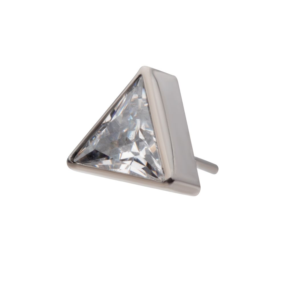 Titanium Threadless with Bezel Set CZ Triangular Shape Top