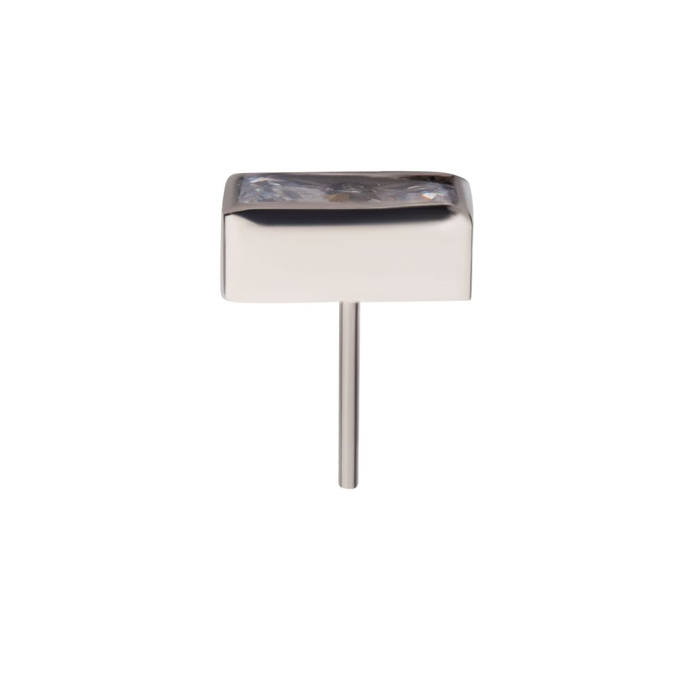 Titanium Threadless with Bezel Set CZ Rectangular Shape Top