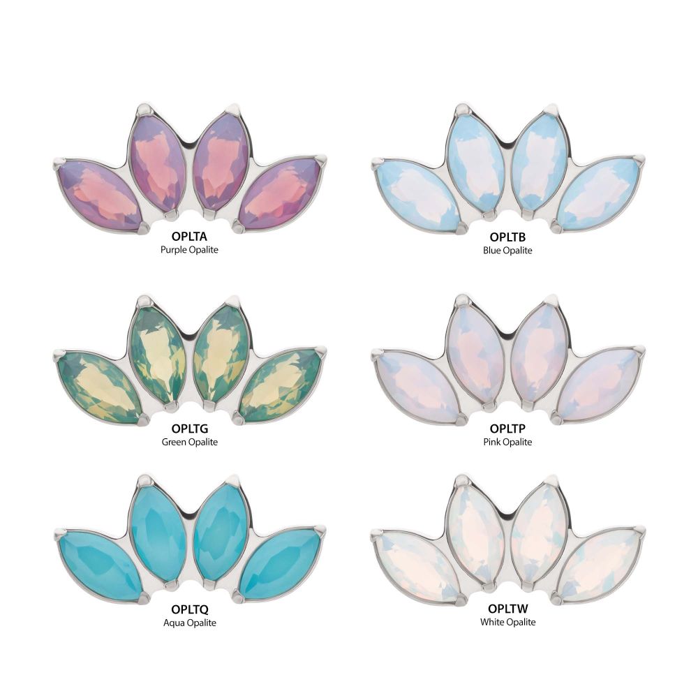 Titanium Threadless 4-Cluster Marquise Opalite Top