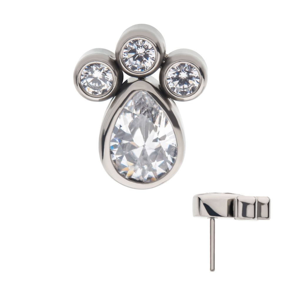 Titanium Threadless with Clustered Bezel Set Teardrop & Round CZ Top