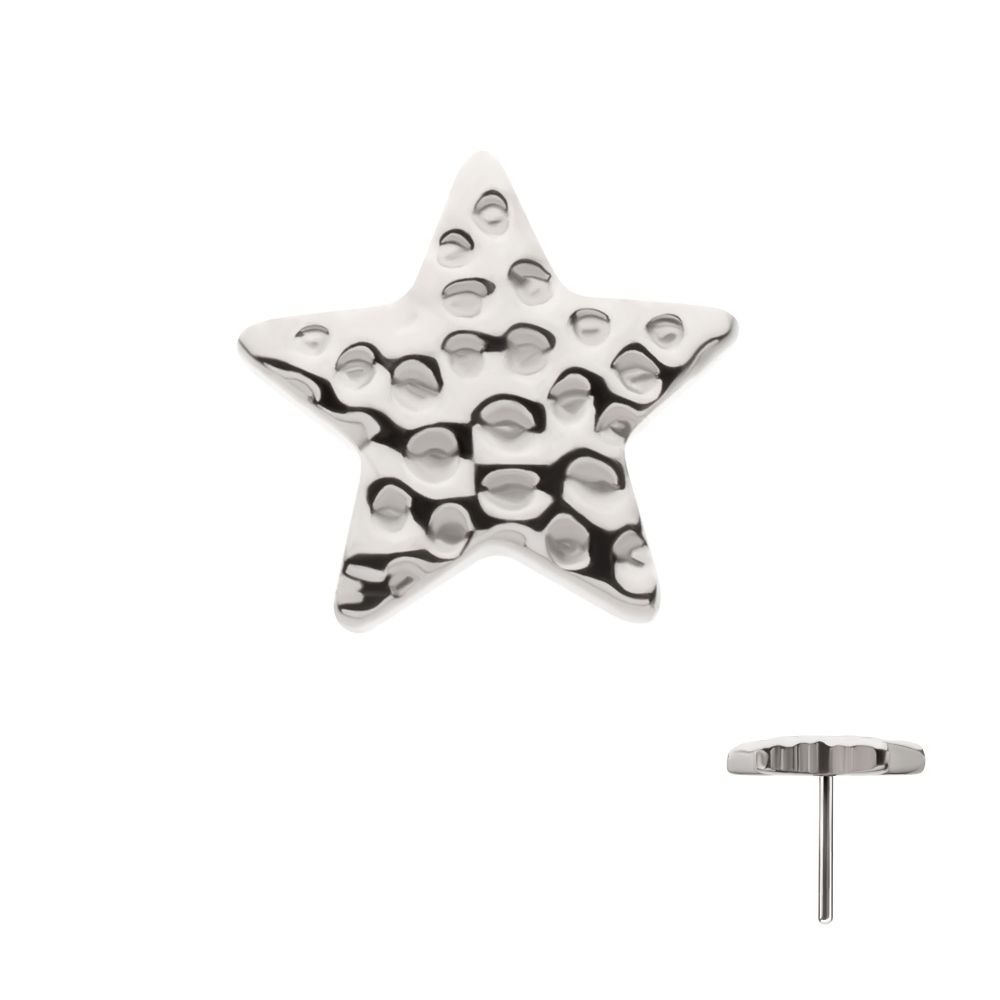 Titanium Threadless Hammered Star Top