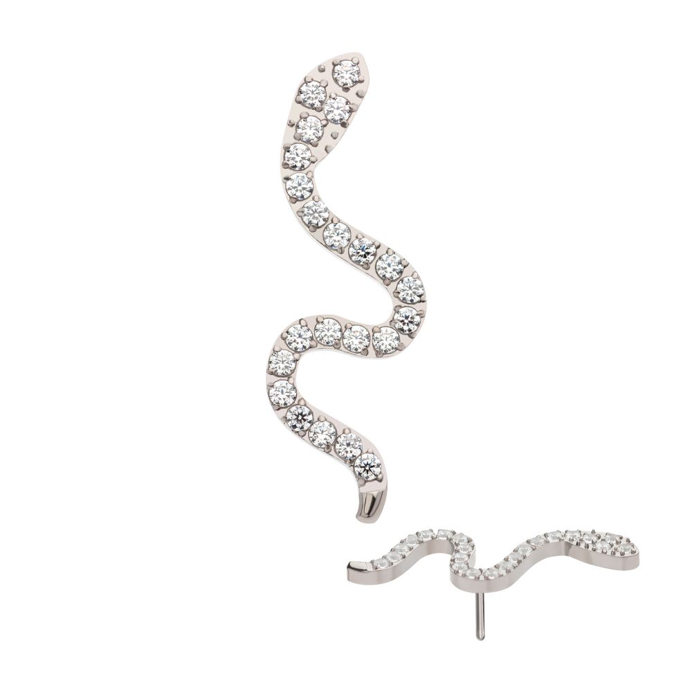 Titanium Threadless with Pave Set CZ Snake Top