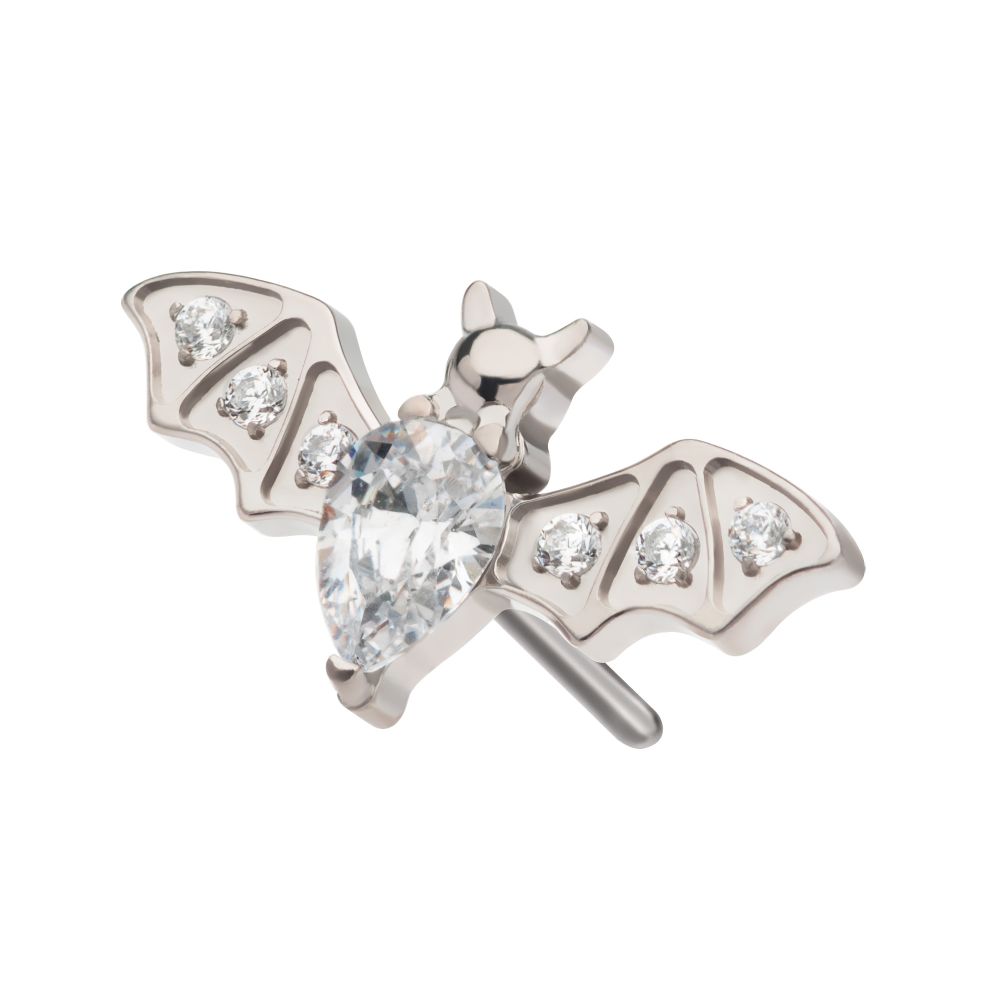 Titanium Threadless with Round & Teardrop CZ Flying Bat Top