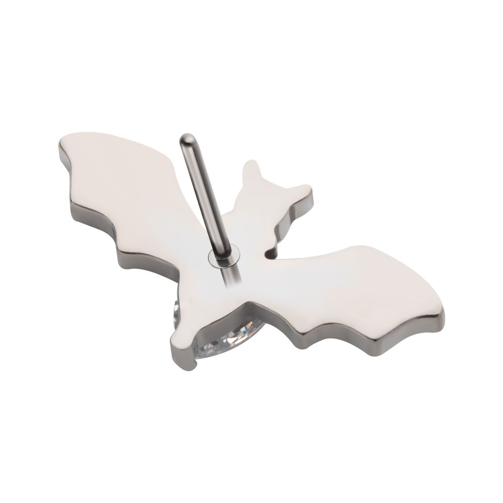 Titanium Threadless with Round & Teardrop CZ Flying Bat Top