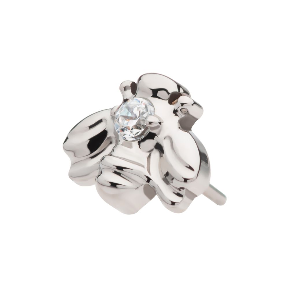 Titanium Threadless with Prong Set CZ Bee Top