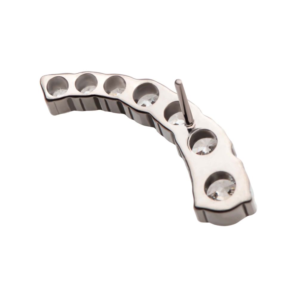 Titanium Threadless with Prong Set Round Clear CZ 7-Cluster Top