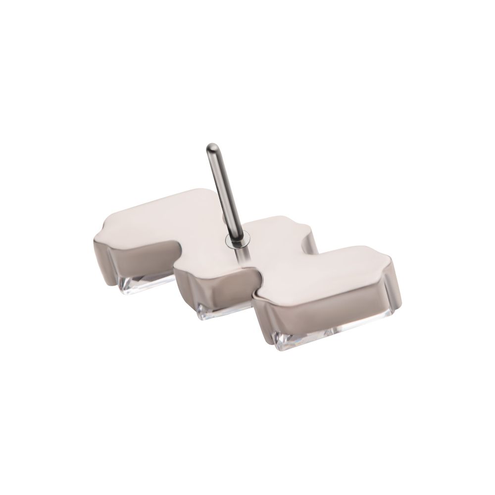 Titanium Threadless Prong Set Baguette CZ Diagonal 3-Cluster Top