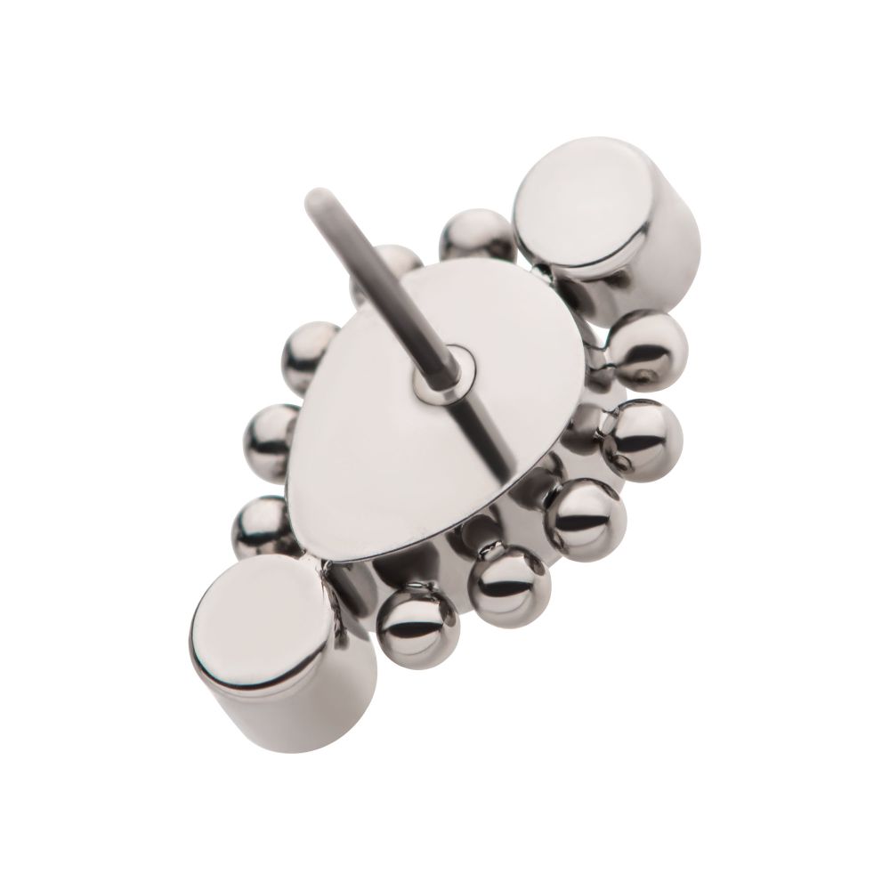 Titanium Threadless with Bezel Set Round CZ & Beads Around Teardrop CZ Top