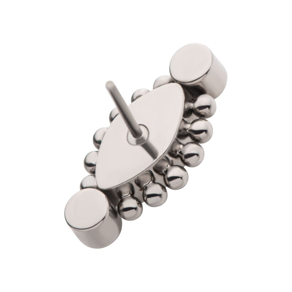 Titanium Threadless with Bezel Set Round CZ & Beads Around Marquise CZ Top