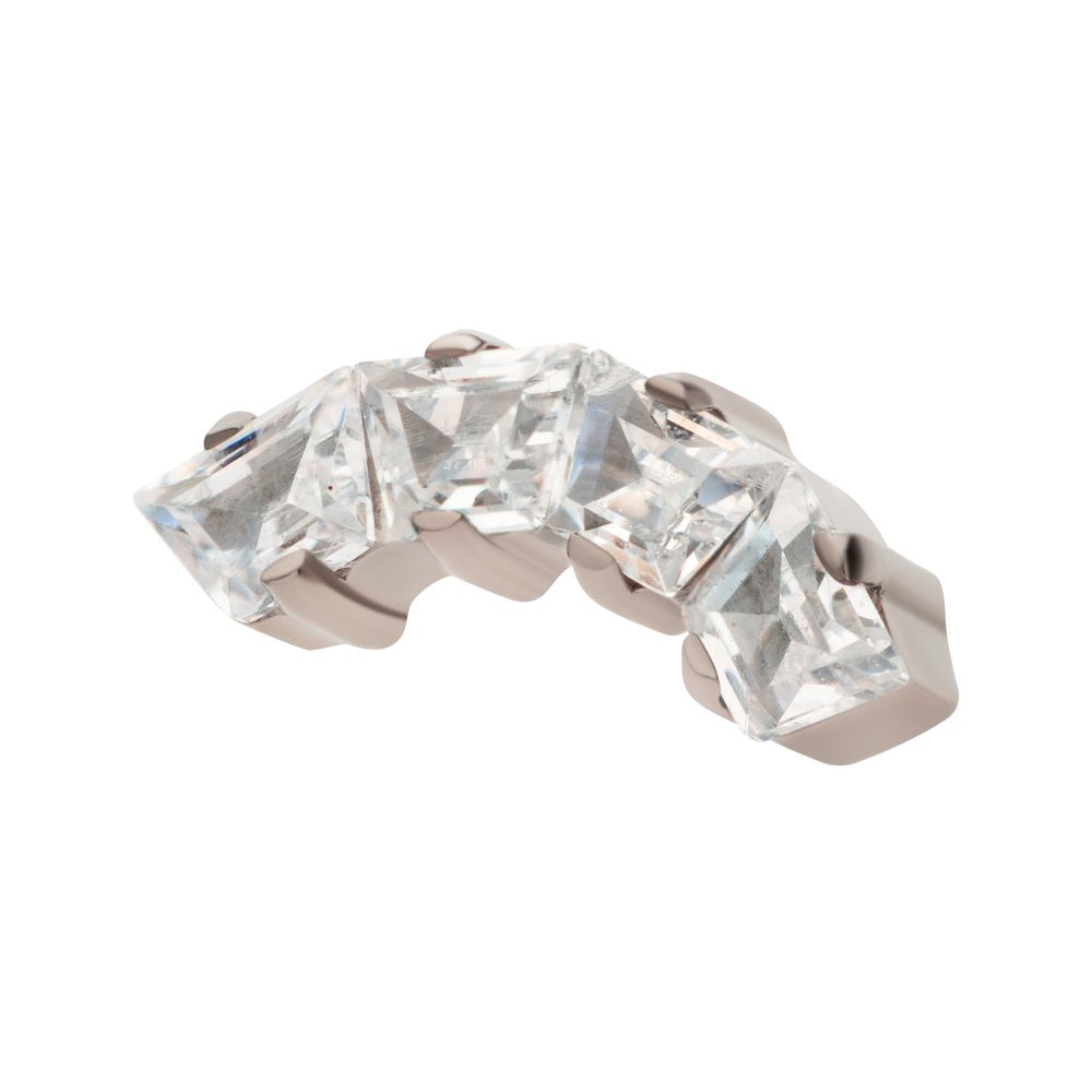 Titanium Threadless Prong Set Trapezoid CZ 4-Cluster Top