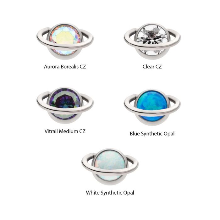 Titanium Threadless Planet Top with Bezel Set Round