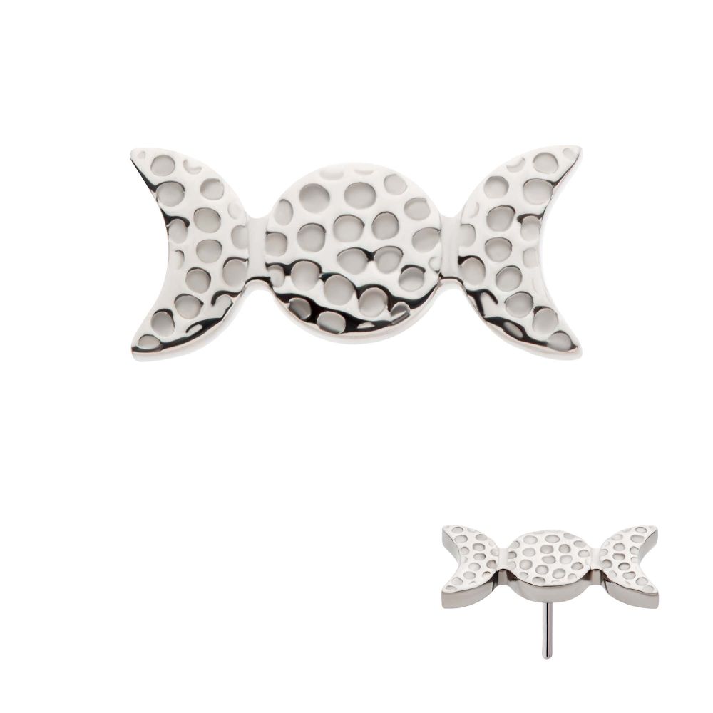 Titanium Threadless Hammered Triple Moon Phase Top