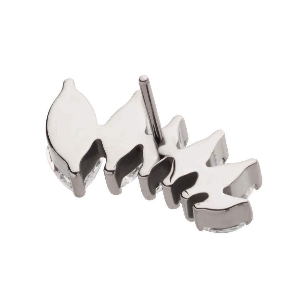 Titanium Threadless 6-Cluster Marquise CZ Vine Leaf Top