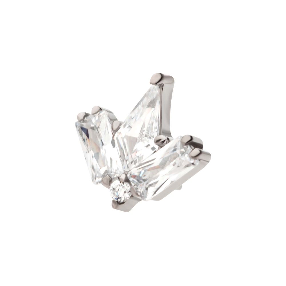 Titanium Threadless Multi Shape Clear CZ 4-Cluster Top
