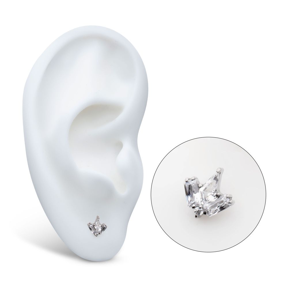 Titanium Threadless Multi Shape Clear CZ 4-Cluster Top