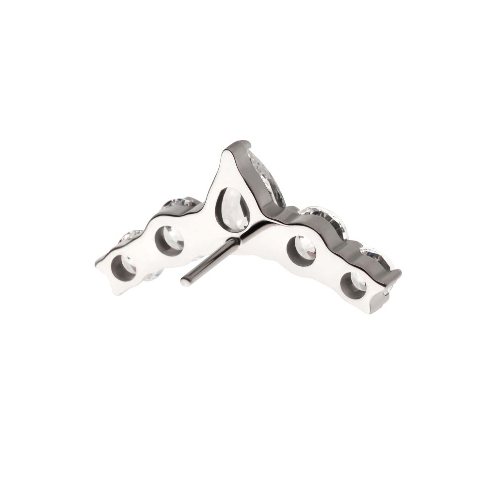 Titanium Threadless Prong Set Round & Teardrop Shape CZ 5-Cluster Top
