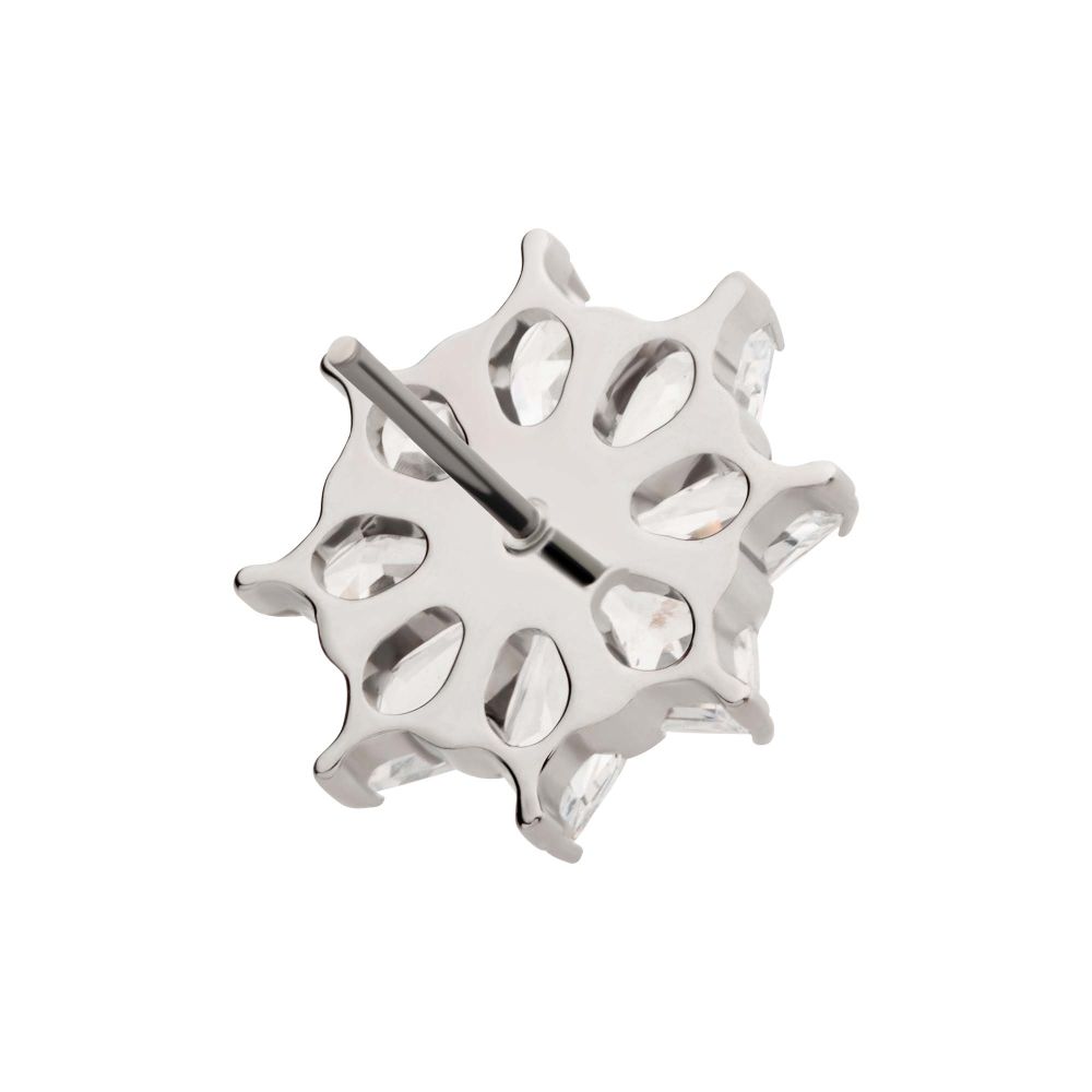 Titanium Threadless 8-Cluster Prong Set Kite Shape CZ Flower Top