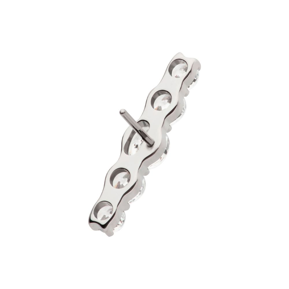 Titanium Threadless 5-Cluster Prong Set Round CZ Gem Bar Top
