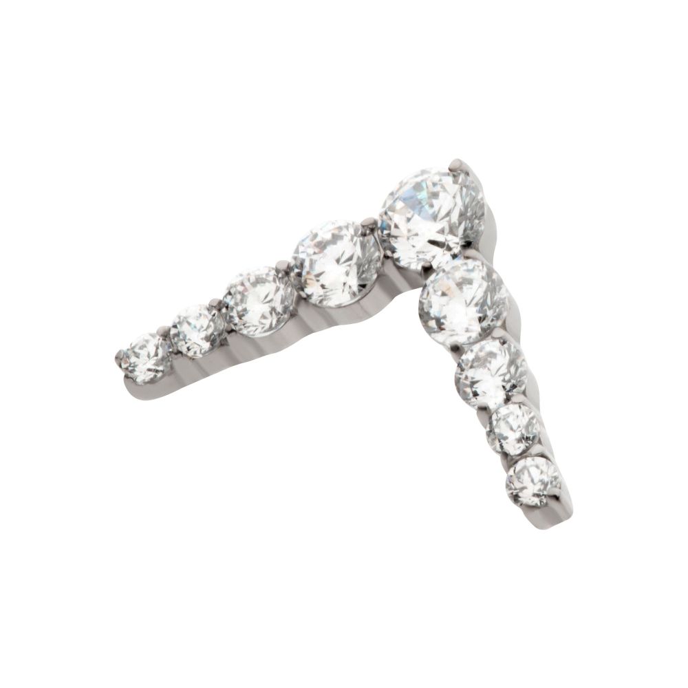 Titanium Threadless 9-Cluster Prong Set Round CZ Chevron Shape Top
