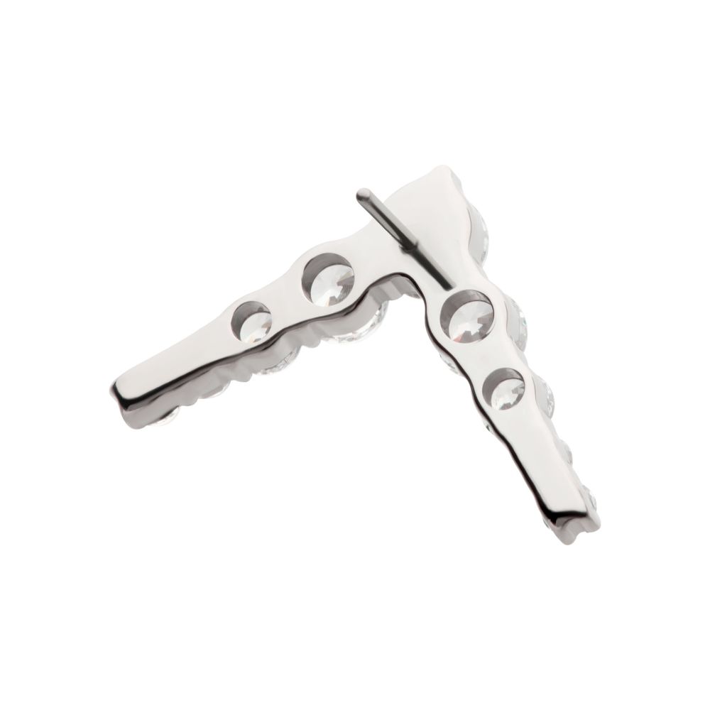 Titanium Threadless 9-Cluster Prong Set Round CZ Chevron Shape Top