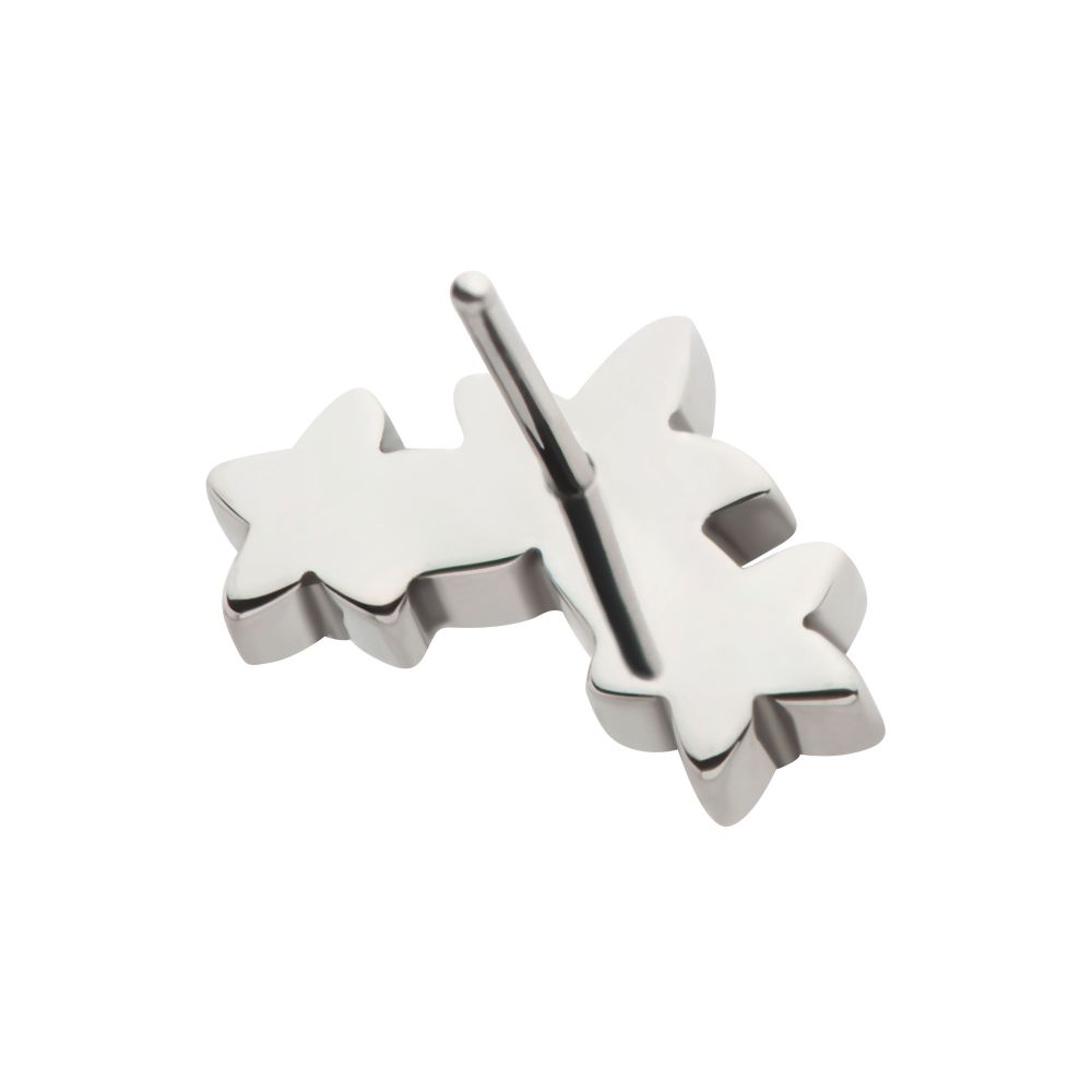 Titanium Threadless Prong Set Round CZ Gem 3-Cluster Star Top