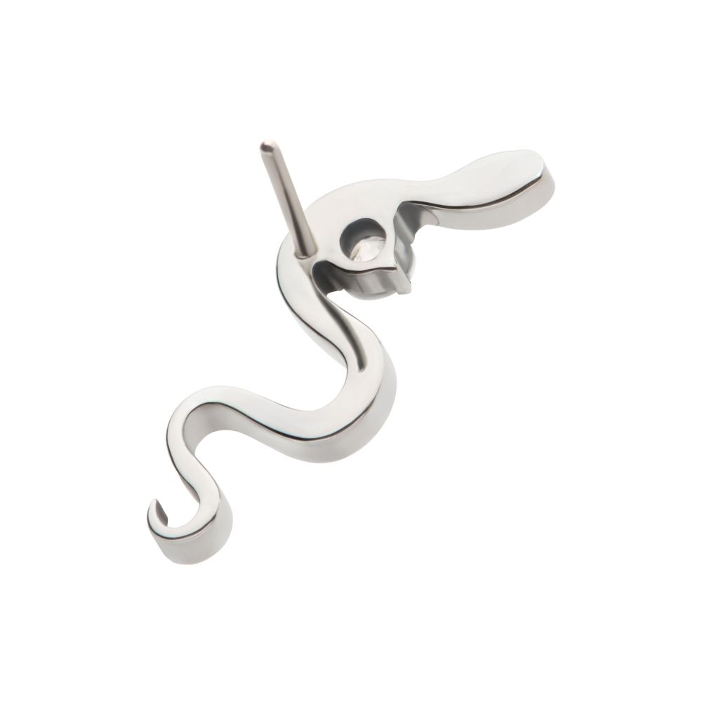 Titanium Threadless with 1.8mm Prong Set Round CZ Gem Snake Top