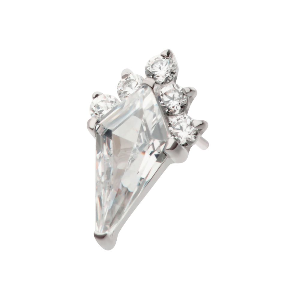Titanium Threadless Kite Shape with 5-Cluster Round CZ Gem Top