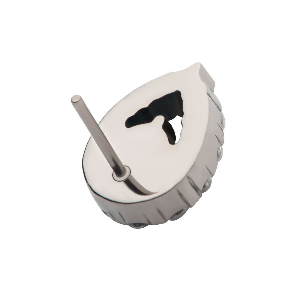 Titanium Threadless Round CZ Center Hollow Teardrop Shape Top