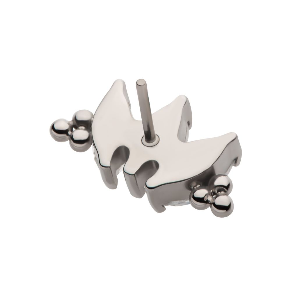 Titanium Threadless with Tri Beads & Prong Set Marquise CZ 3-Cluster Top