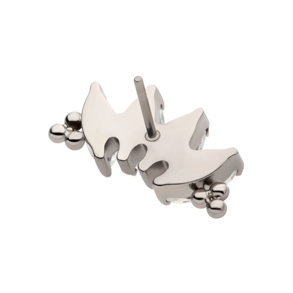 Titanium Threadless with Tri Beads & Prong Set Marquise CZ 4-Cluster Top
