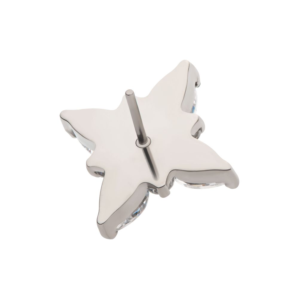 Titanium Threadless with Clustered Round & Marquise CZ Cross Shape Top