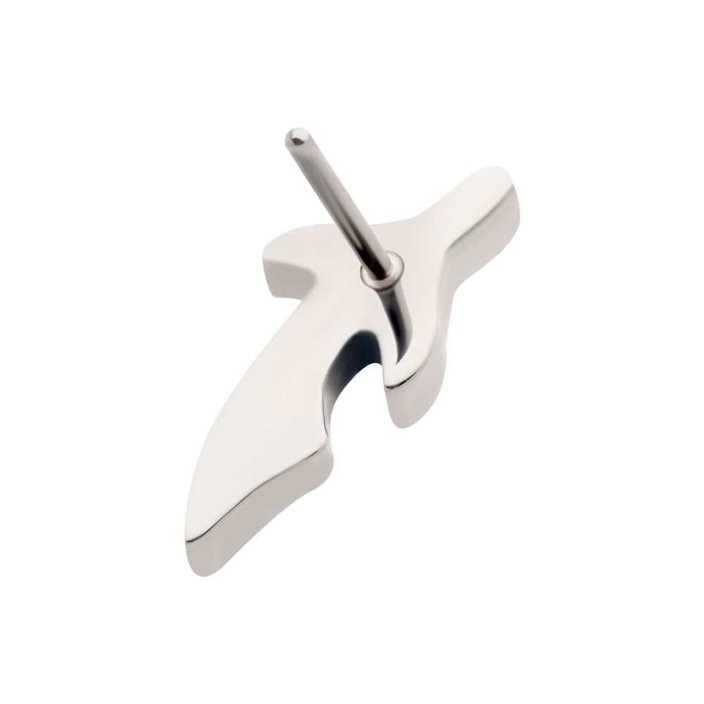 Titanium Threadless with Center Prong Set CZ Dagger Top