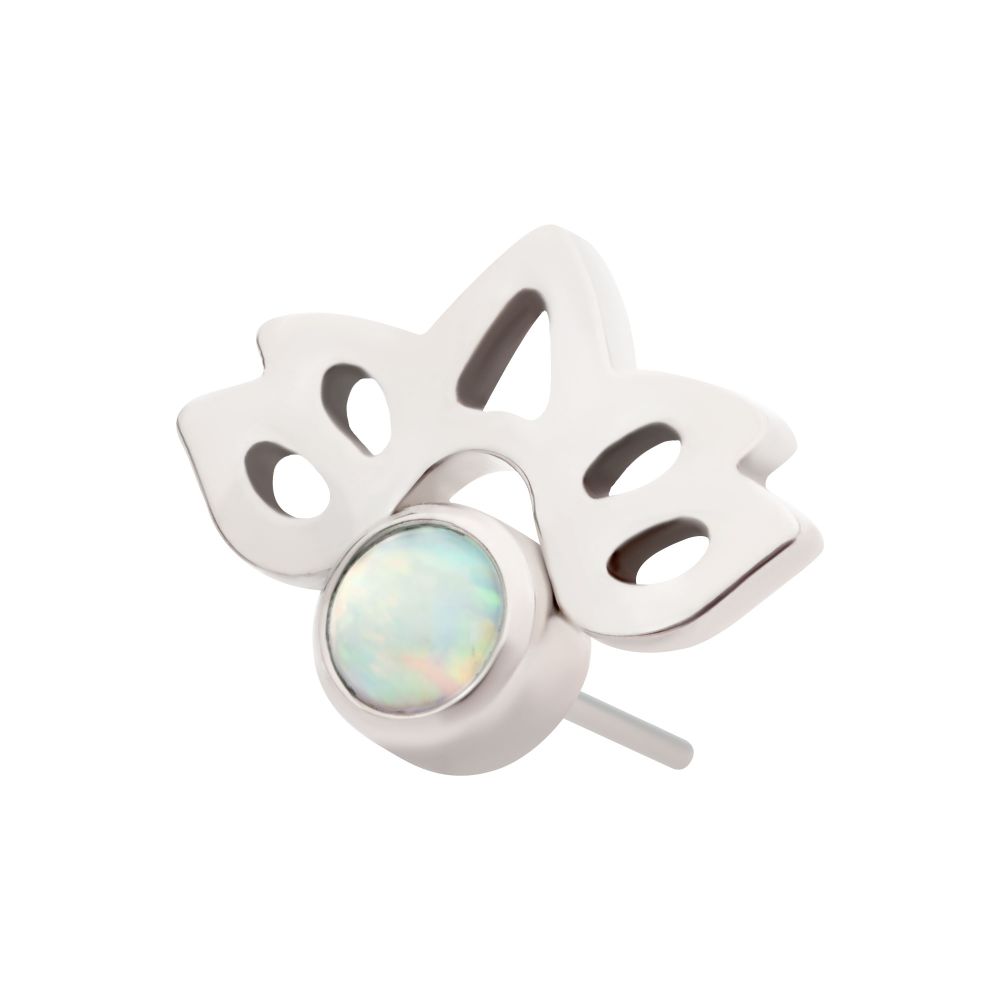 Titanium Threadless with Bezel Set Opal Lotus Flower Top