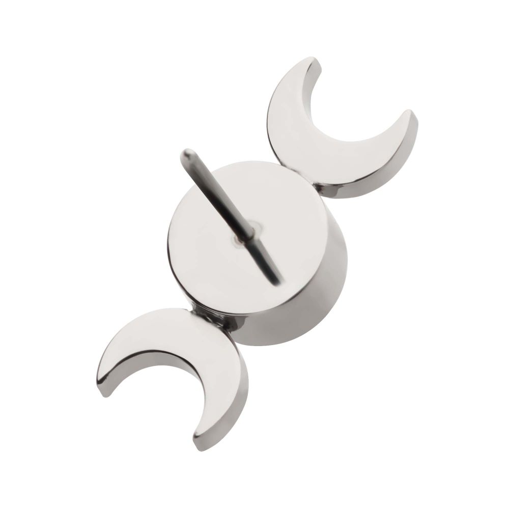Titanium Threadless Triple Moon Phase Top with Center Bezel Set Clear CZ