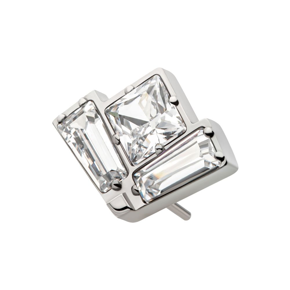 Titanium Threadless Baguette & Princess Gem Fan Shape Top