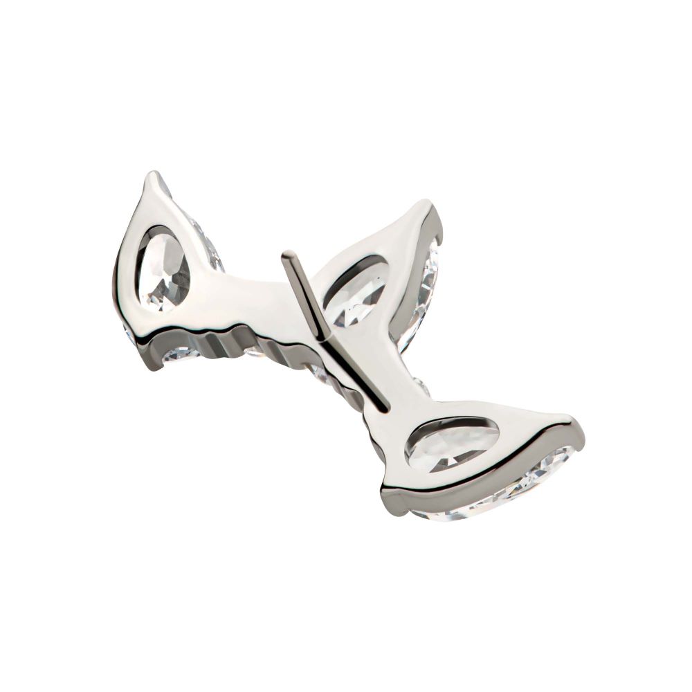 Titanium Threadless Alternating Teardrop & Round Prong Set CZ 5 Cluster Top