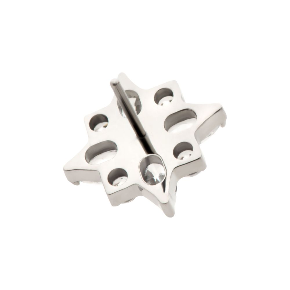 Titanium Threadless with 4 Marquise & 4 Round CZ Flower Shape Top
