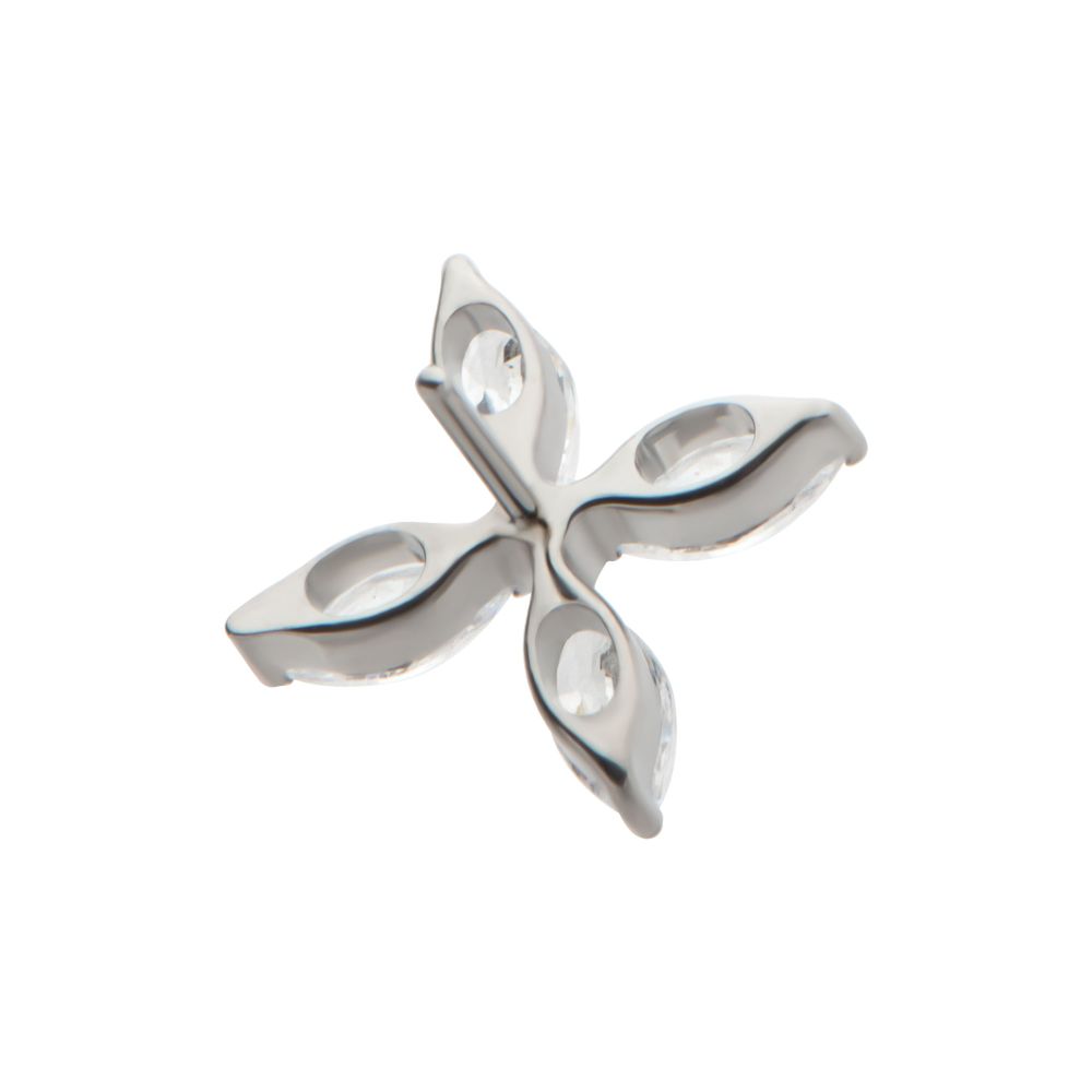 Titanium Threadless Pronged Marquise CZ 4-Blade Ceiling Fan Shape Top