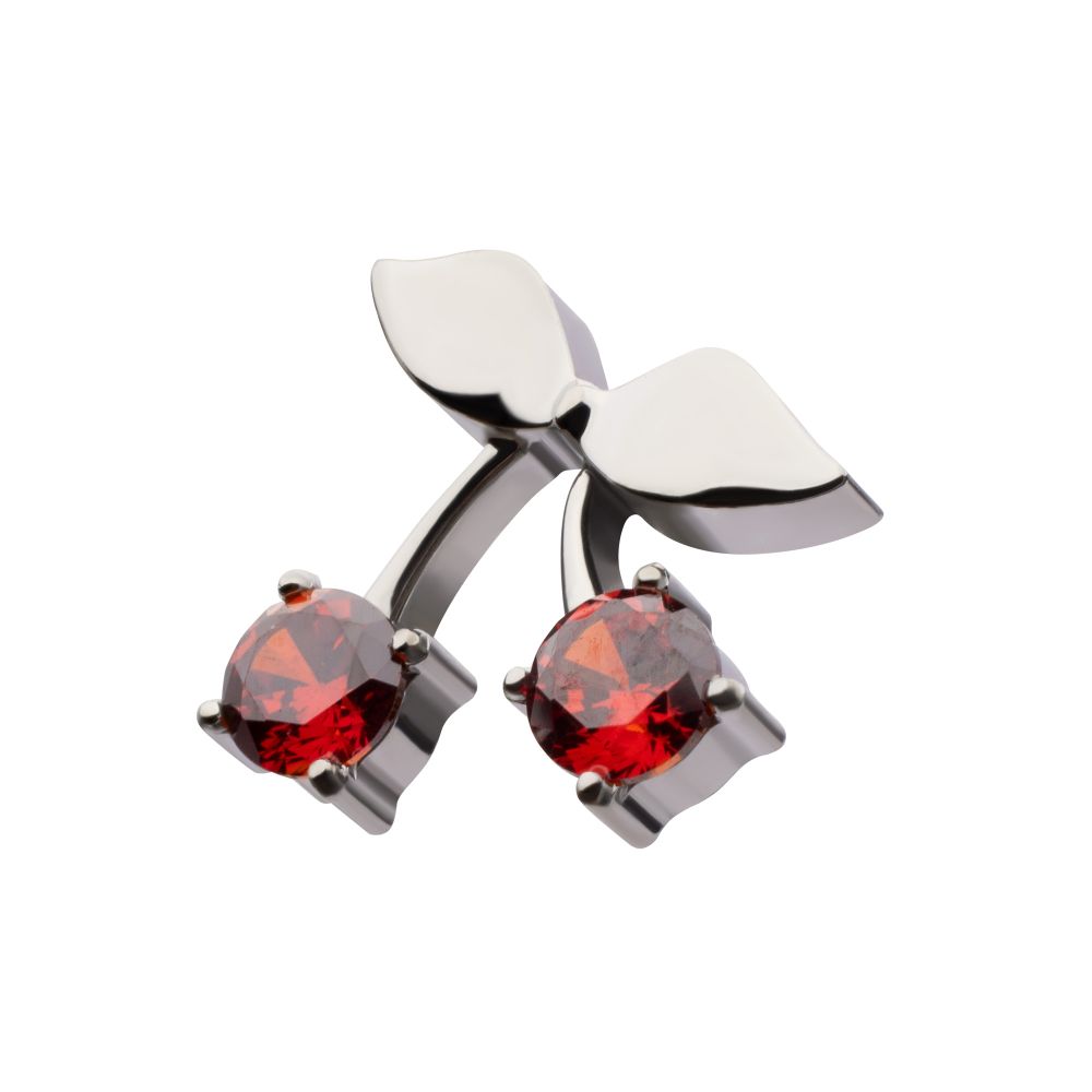 Titanium Threadless Prong Set Garnet Gem Cherry Top