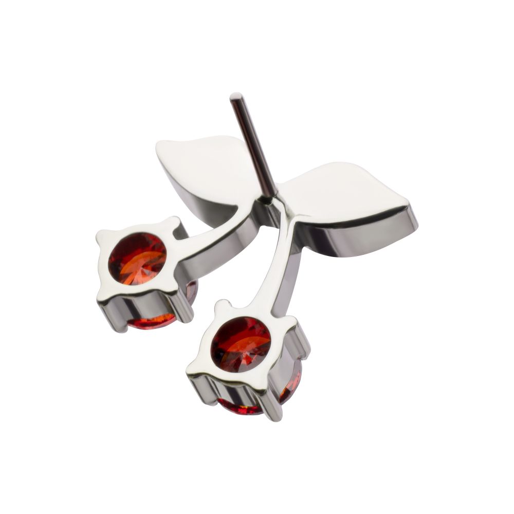 Titanium Threadless Prong Set Garnet Gem Cherry Top