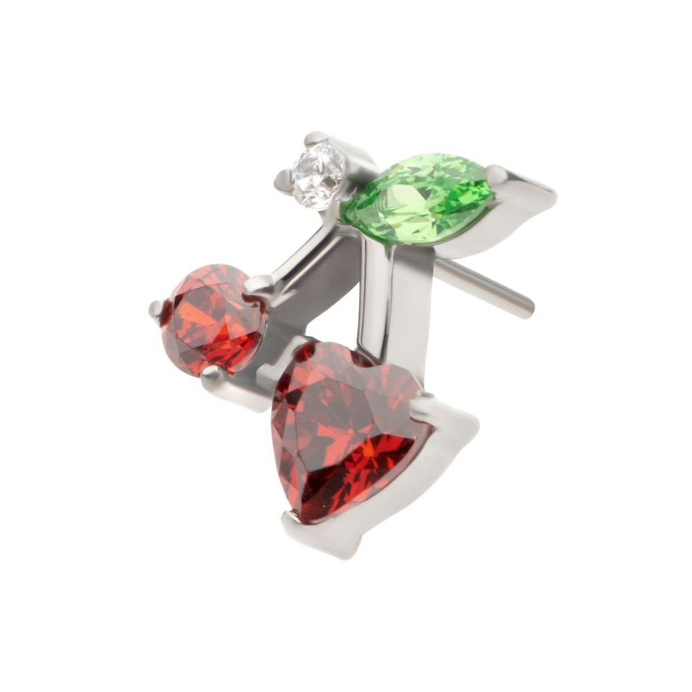 Titanium Threadless Prong Set Multi Gem Cherry Top