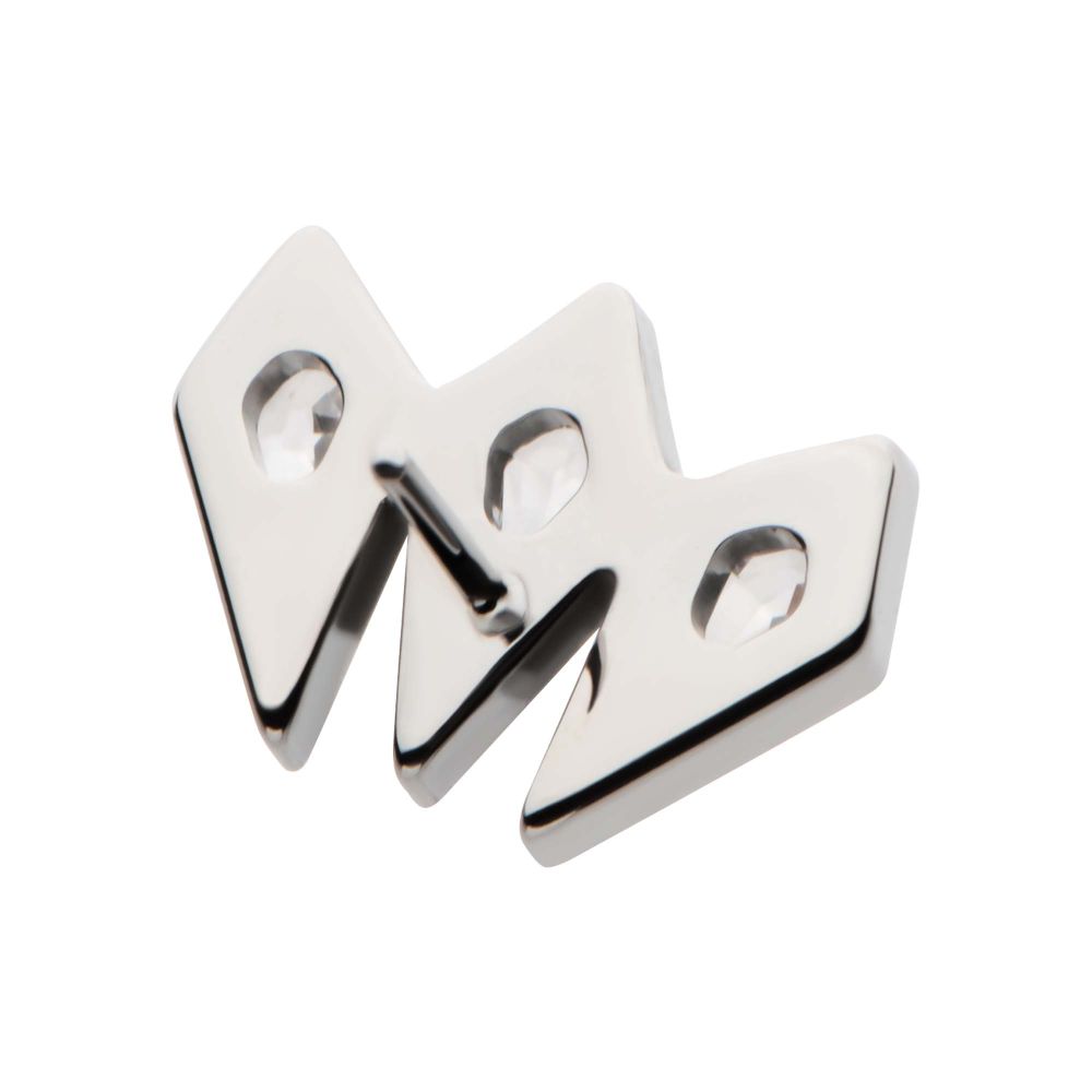 Titanium Threadless Kite Shape CZ 3-Cluster Top