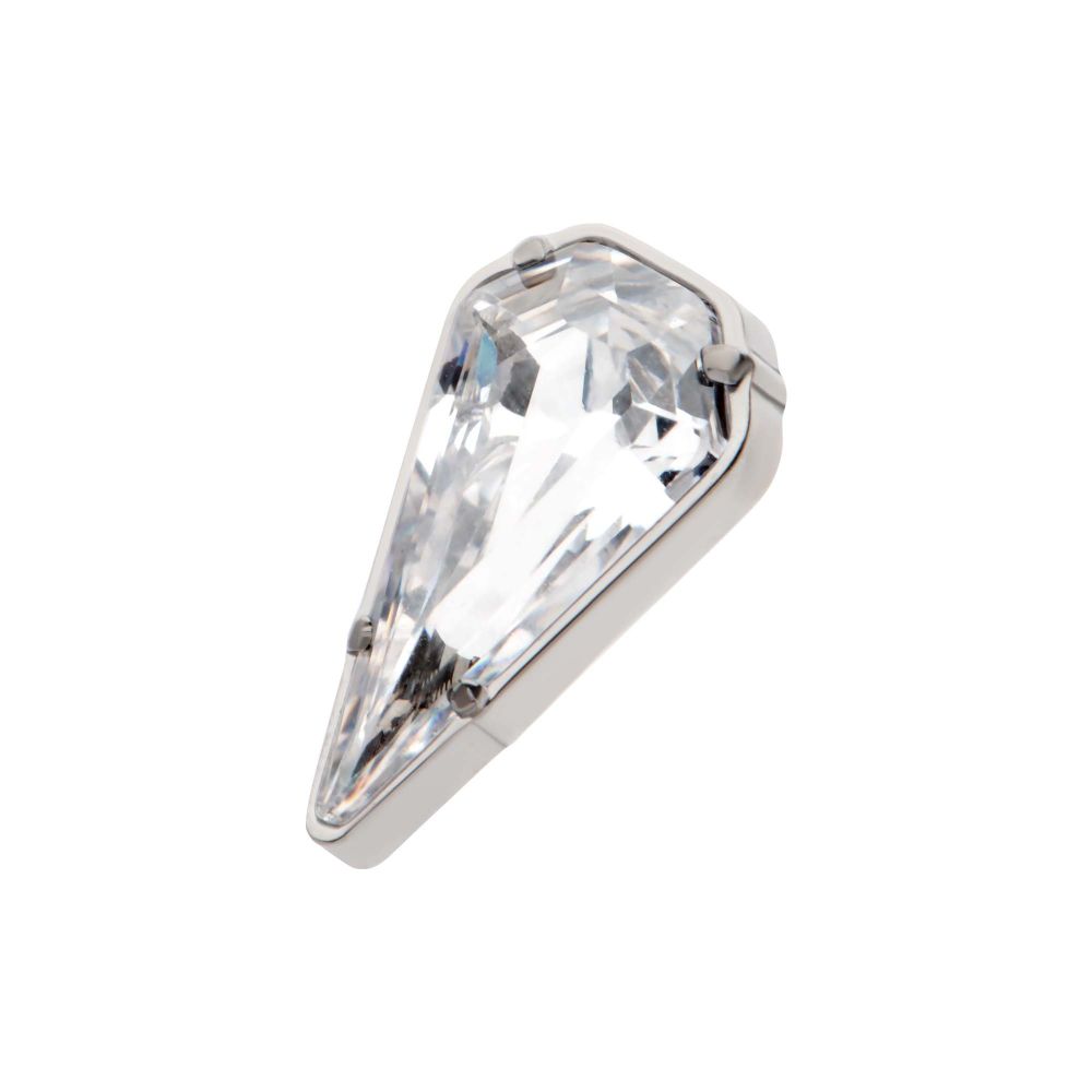 Titanium Threadless Prong Set Kite Shape CZ Top