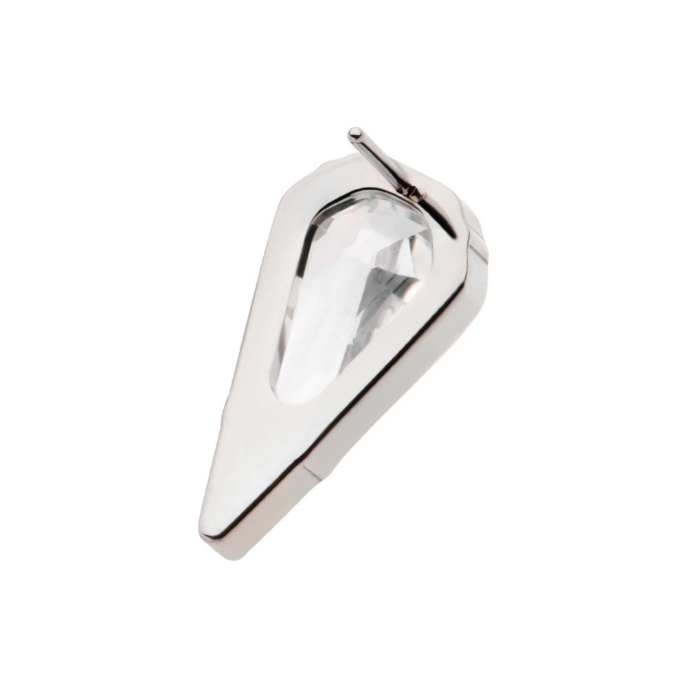 Titanium Threadless Prong Set Kite Shape CZ Top