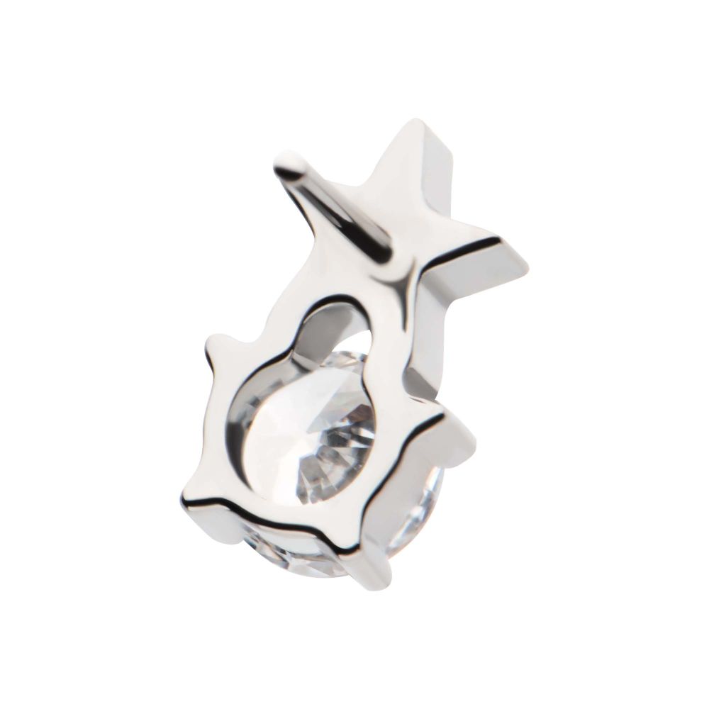 Titanium Threadless Star with Prong Set Round CZ Top