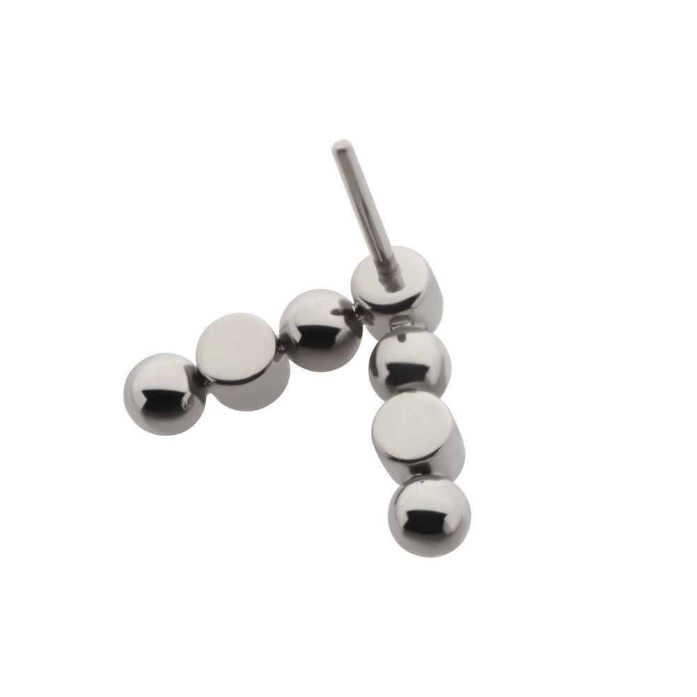 Titanium Threadless Beads & Bezel Set Round CZ Cluster Chevron Top