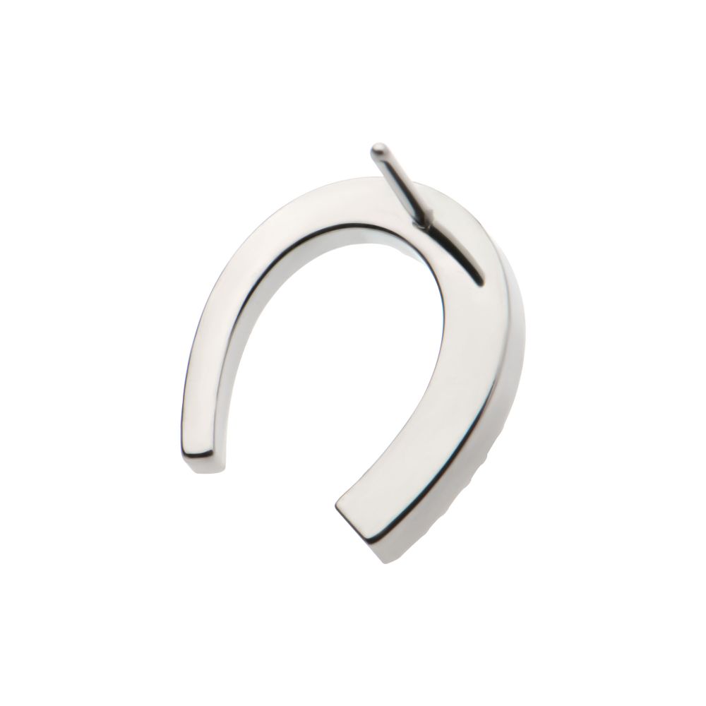 Titanium Threadless Paved Round CZ Horseshoe Shape Top