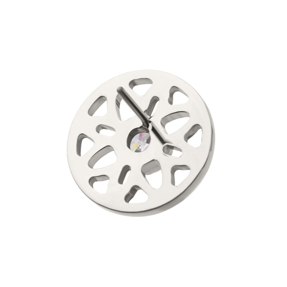 Titanium Threadless Bezel Set Gem Flower Mandala Top