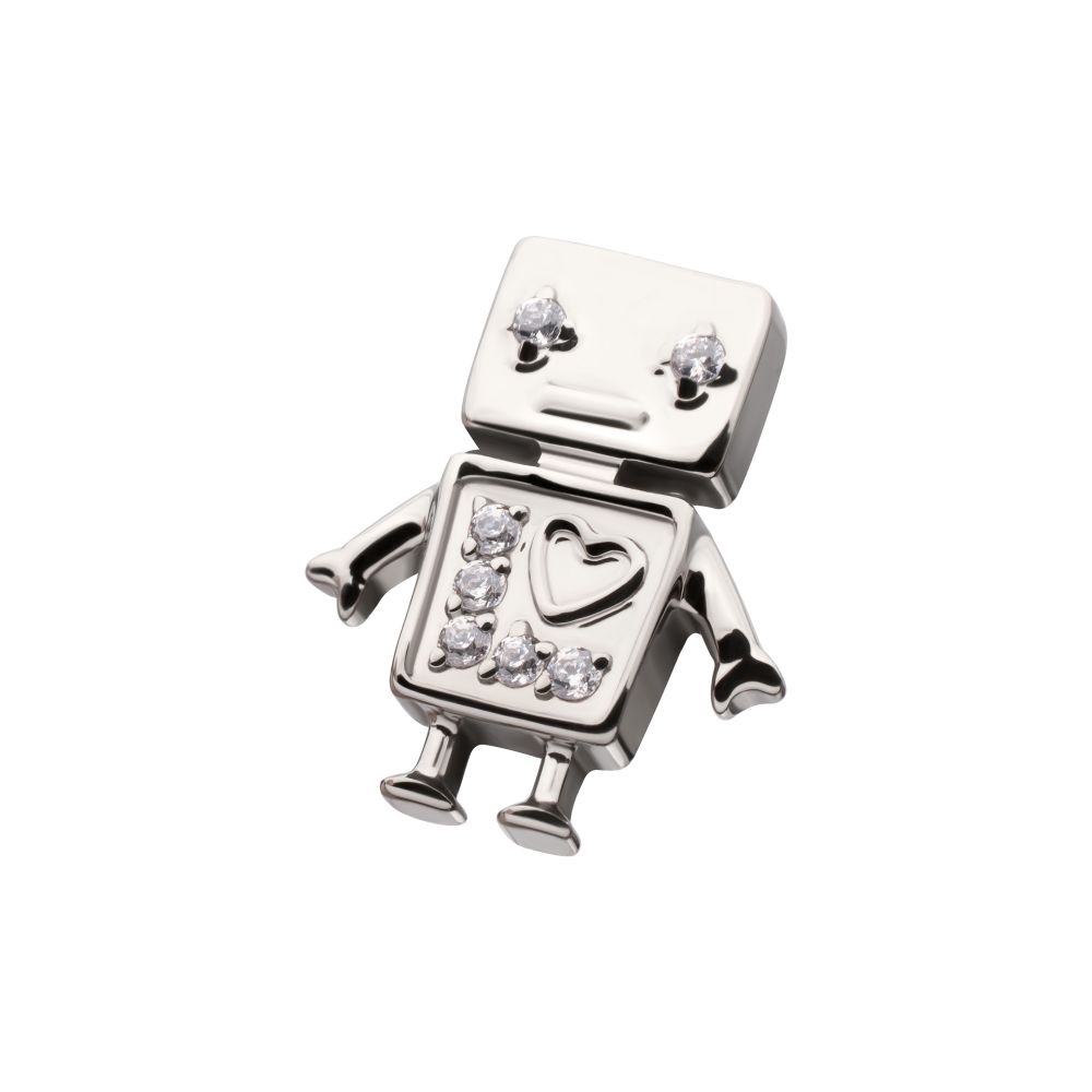 Titanium Threadless Prong Set Gem Robot Top