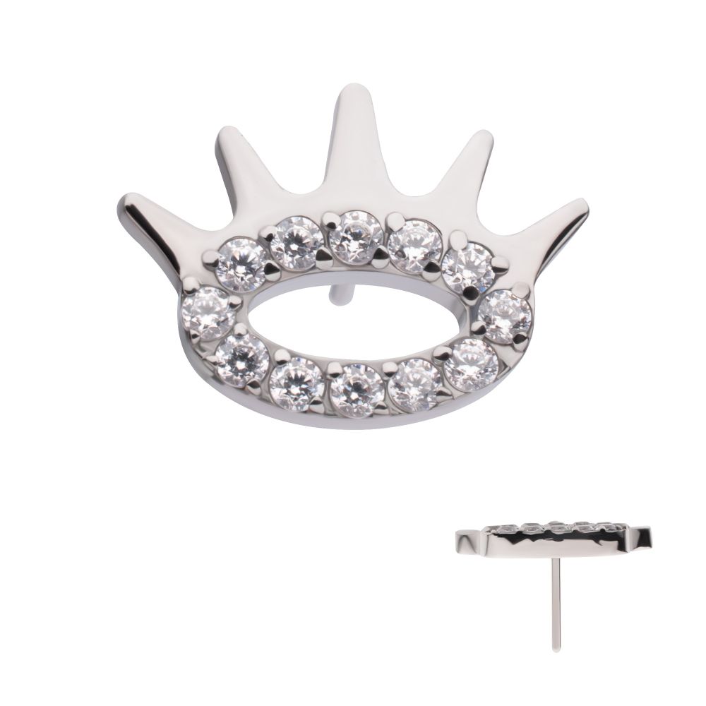 Titanium Threadless Prong Set Gem Eye and Lash Top